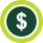 image of a dollar sign encircled by a dark green background and lime green ring